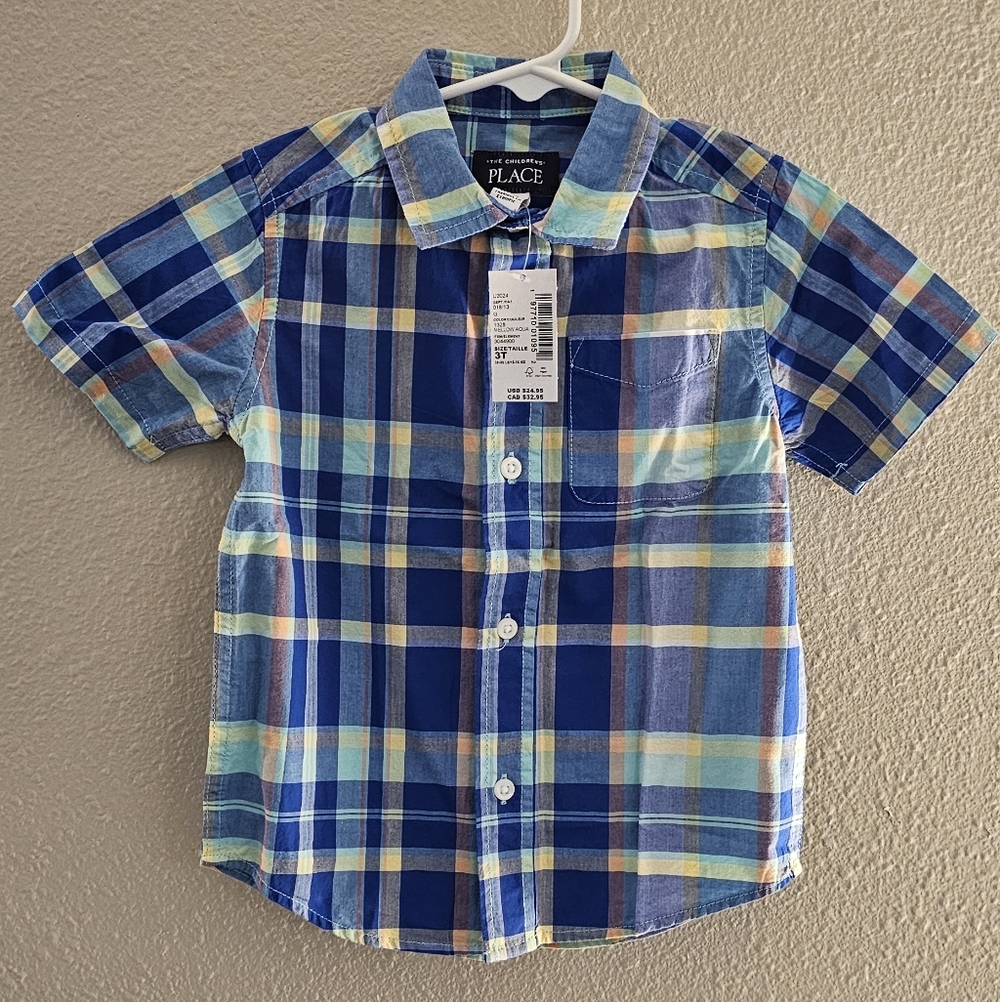 NWT The Children's Place Plaid Button Down Shirt 3T